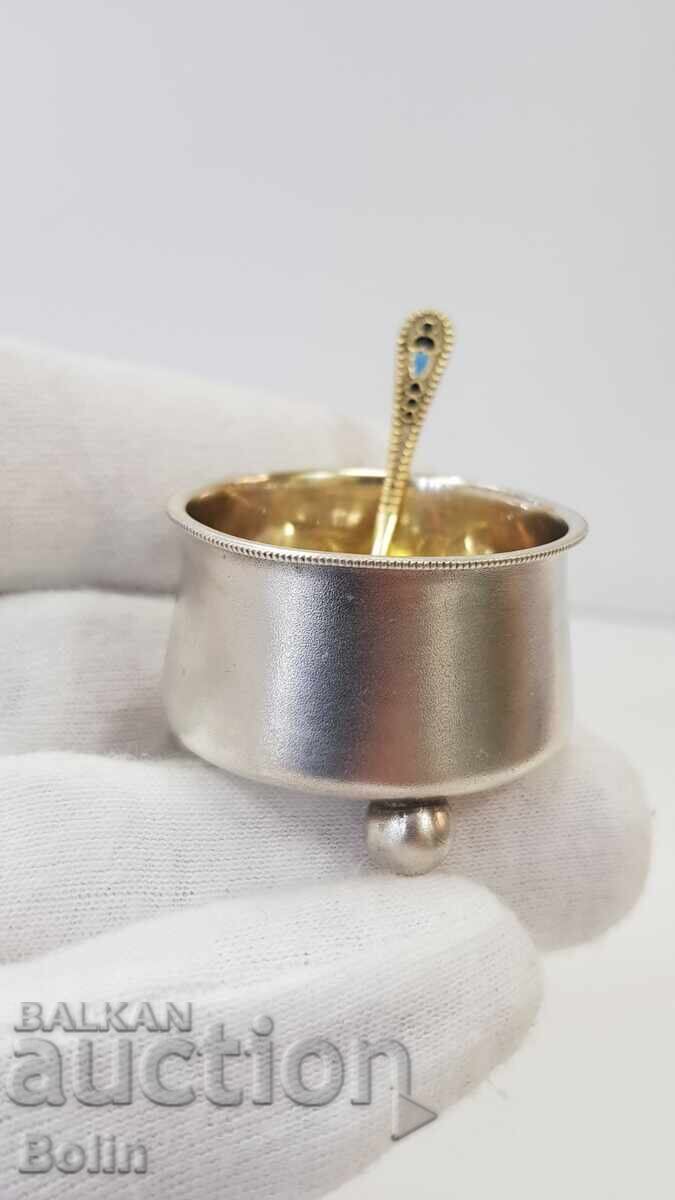 Σπάνια ρωσική τσαρική ασημένια αλατιέρα, χαβιαριέρα 84 πρ. ΙΣ - 7