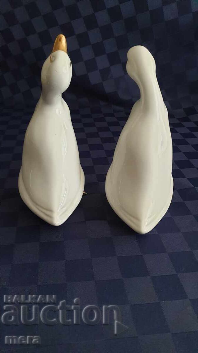 Δύο πορσελάνινες πάπιες με επίχρυσο - 5