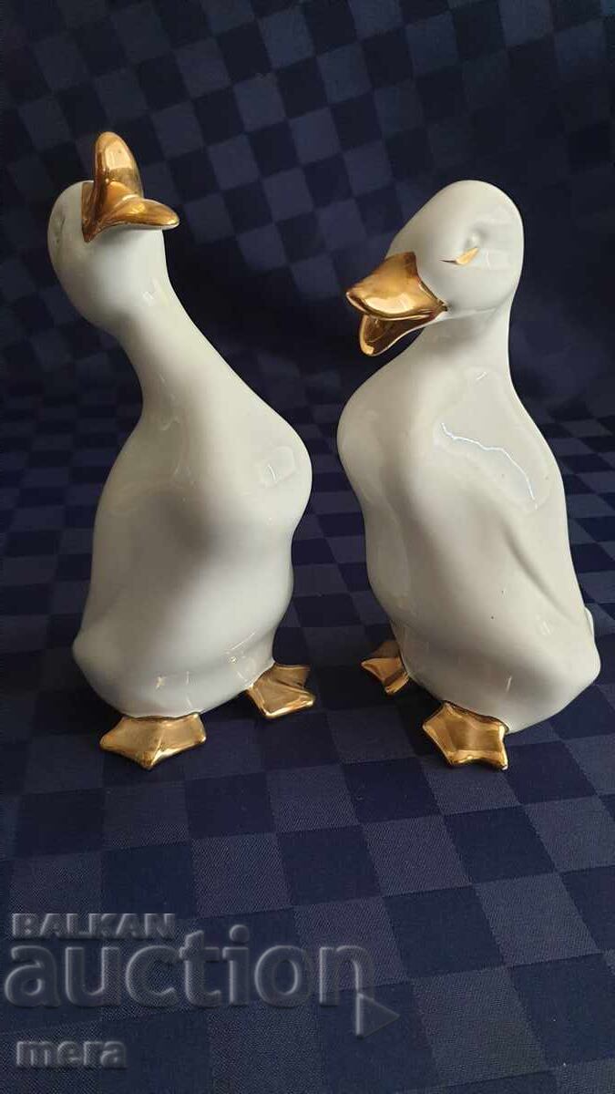 Δύο πορσελάνινες πάπιες με επίχρυσο - 6