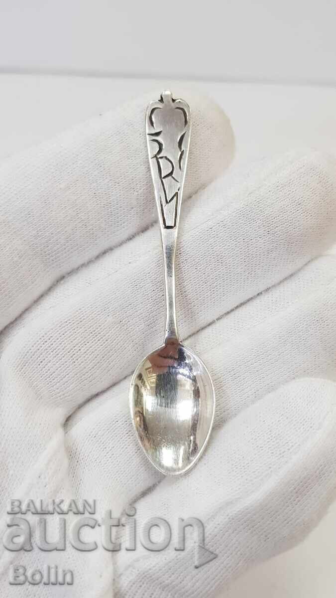 Σπάνια ασημένια αλατιέρα με κουταλάκι με σμάλτο - Ευρώπη - 6
