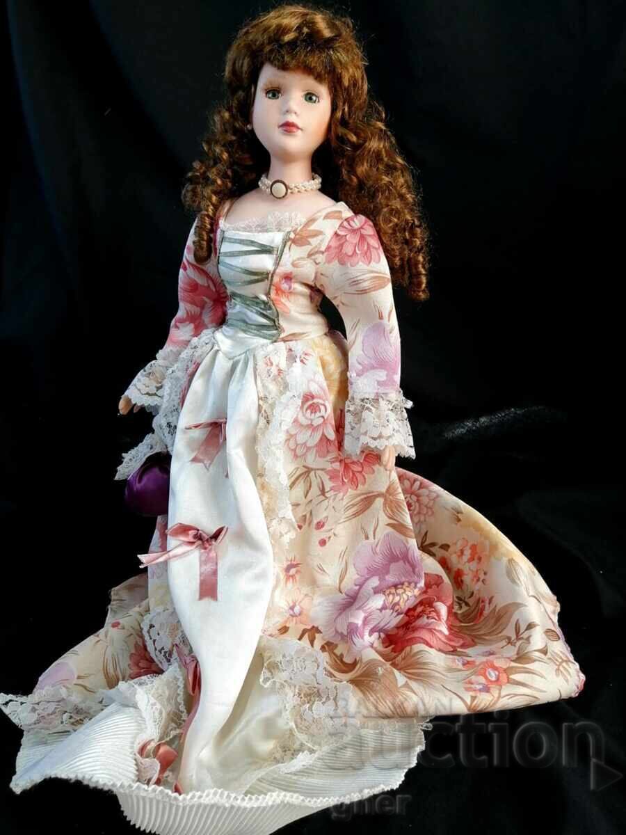 Auction  Collectible porcelain doll - vintage style, with accessories
