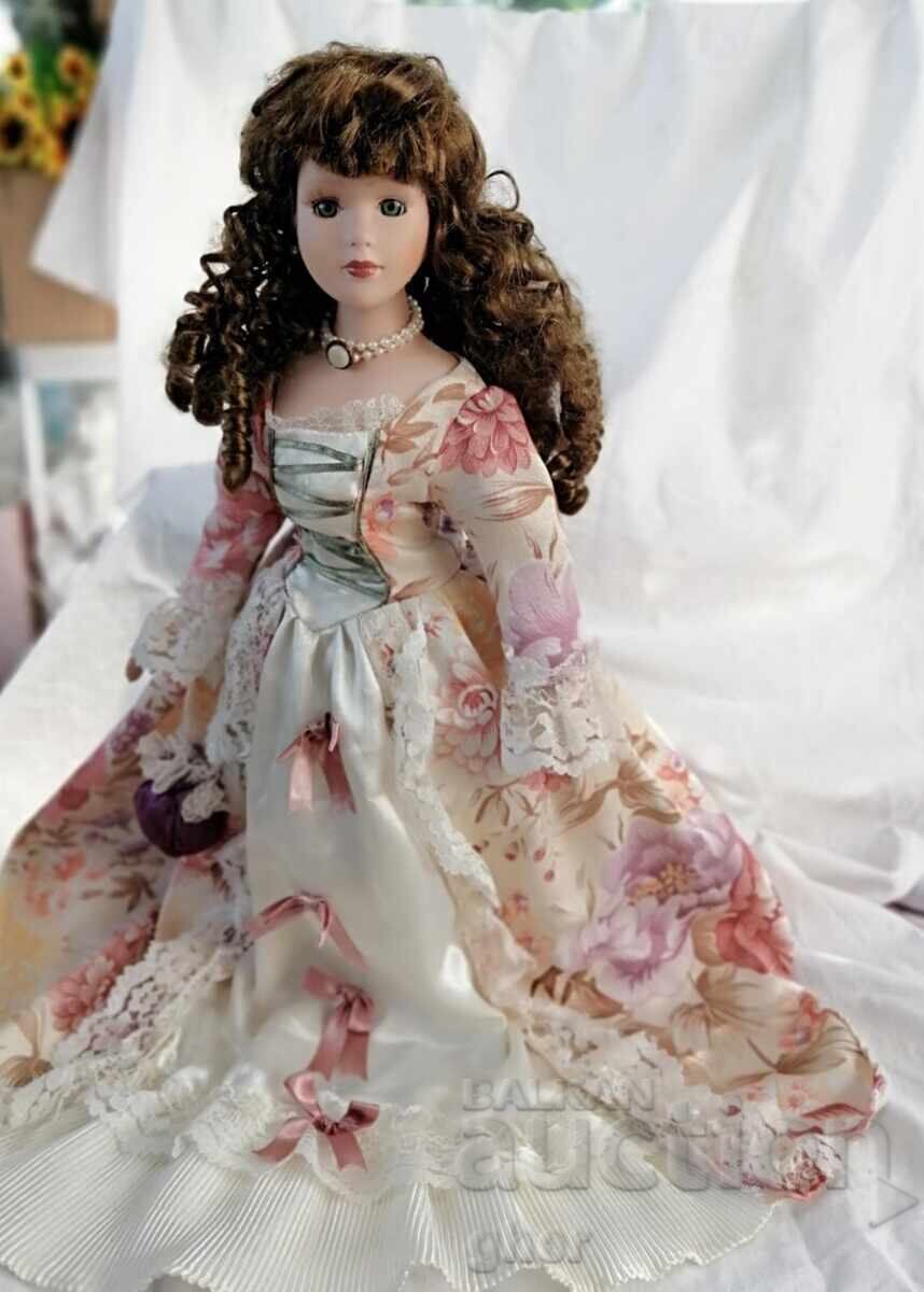 Collectible porcelain doll - vintage style, with accessories - 5