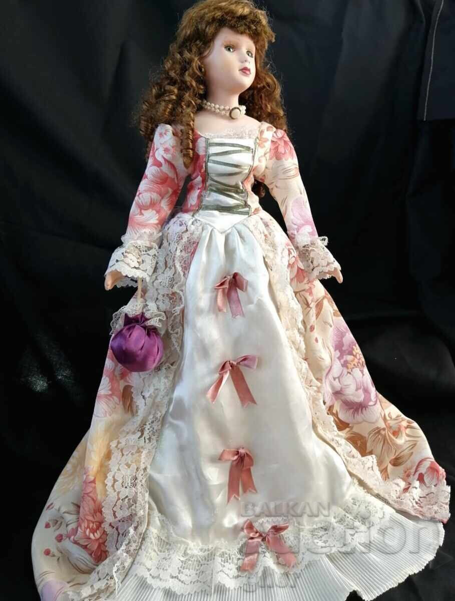 Collectible porcelain doll - vintage style, with accessories - 7