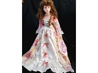 Collectible porcelain doll - vintage style, with accessories