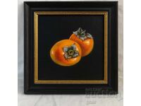 "Paradise Silence" - still life with two persimmons on a black background
