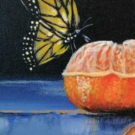 Auction "Citrus Awakening" - still life with mandarin and butterflies Auction "Citrus Awakening" - still life with mandarin and butterflies