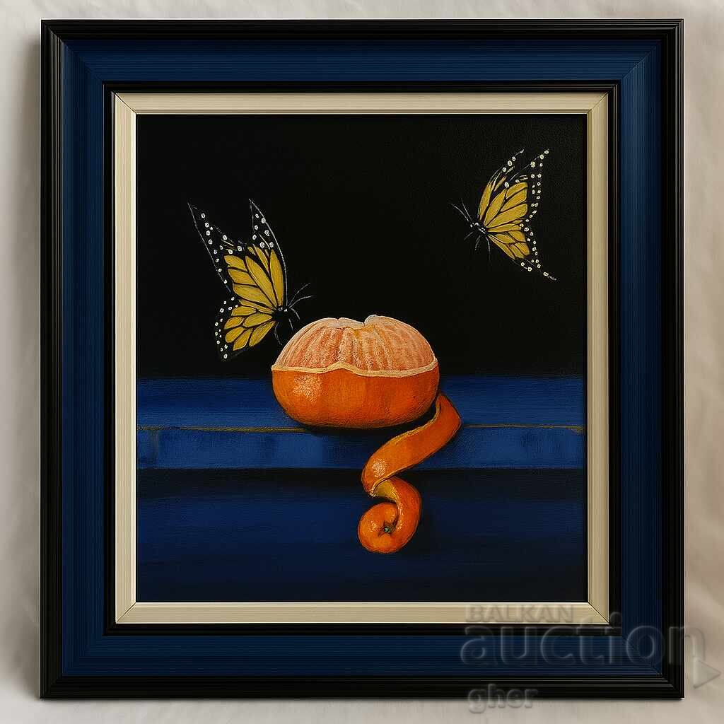 "Citrus Awakening" - still life with mandarin and butterflies "Citrus Awakening" - still life with mandarin and butterflies