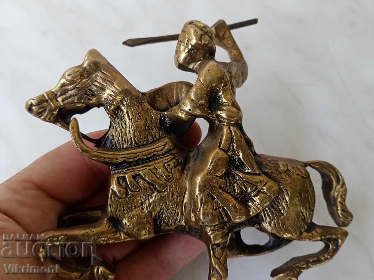 Figurină de bronz, călăreț, soldat, asker, bronz, călăreț