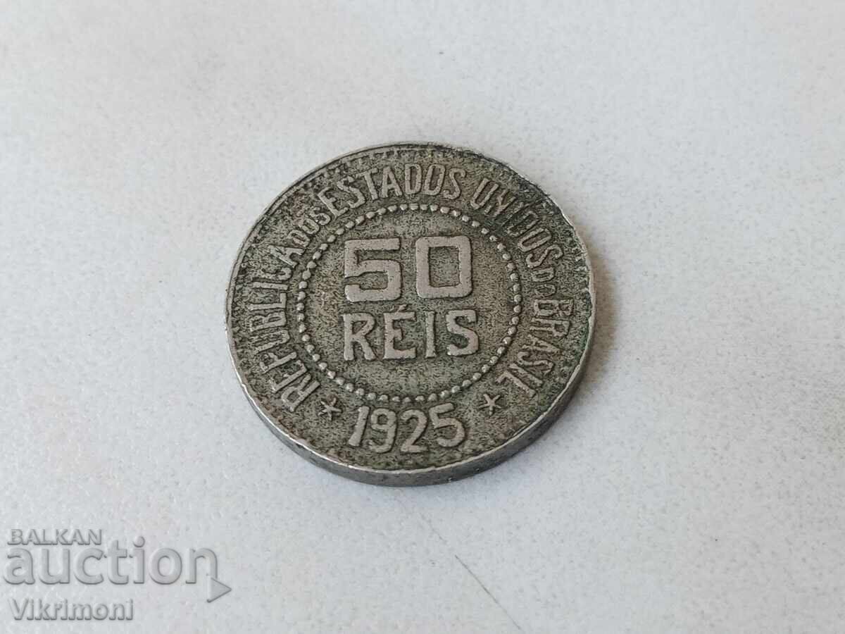 Monedă rară 50 reis Brazilia, 50 reis 1922, Brasil, RR - 5