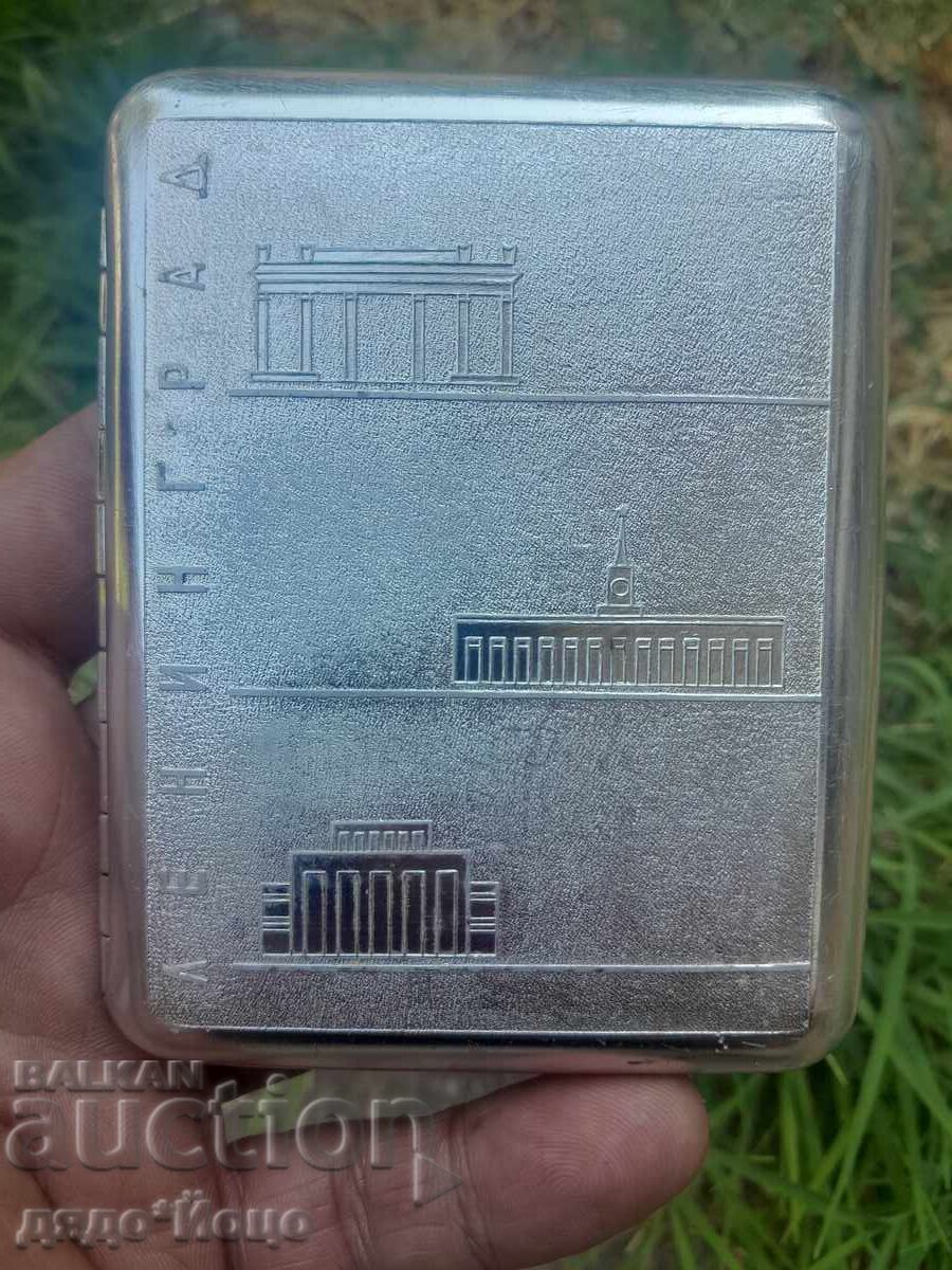 Old Soviet Aluminum Russian Soviet Cigarette Case Leningrad