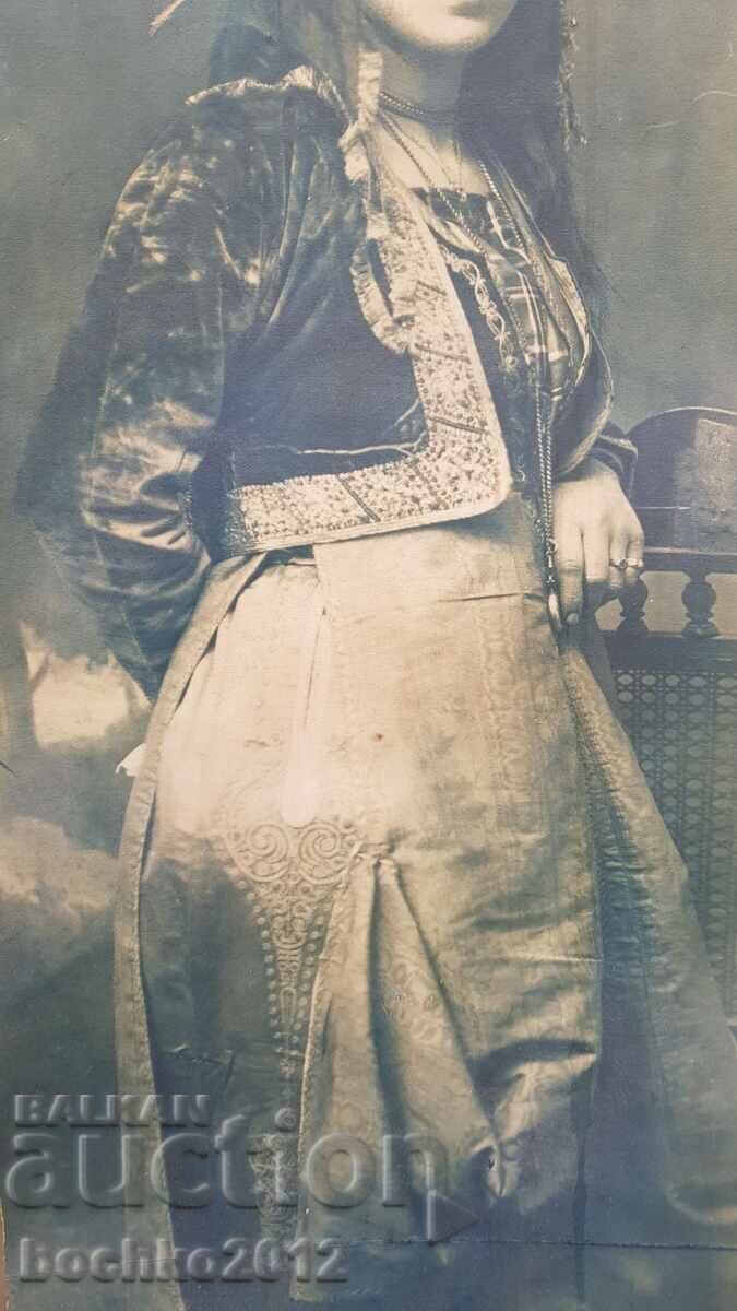Livrarea Imensă, rară fotografie de renaștere, fotografie, costum popular 62 cm!