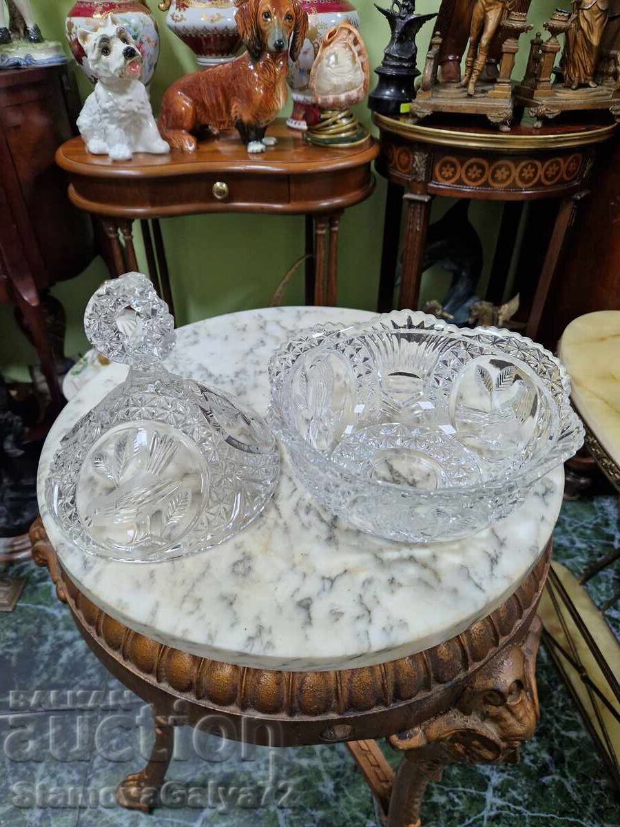 Great English German crystal candy dish - 6