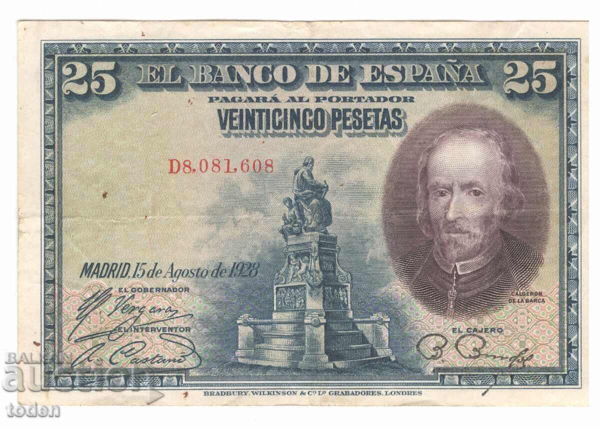 Ισπανία - 25 Πεσέτες - 1928 - P# 74b - Χαρτί