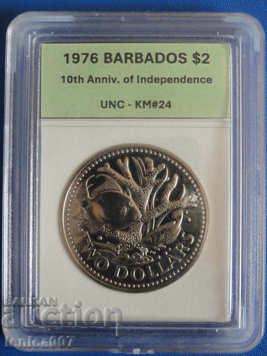 Barbados 1976 - 2 Dollars "10th Anniversary of Independence" UNC (R) Barbados 1976 - 2 Dollars "10th Anniversary of Independence" UNC (R)