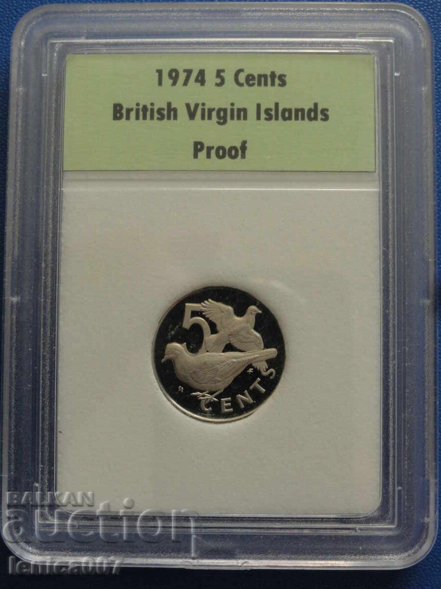Британски Вирджински острови 1974г. - 5 цента Proof - 7