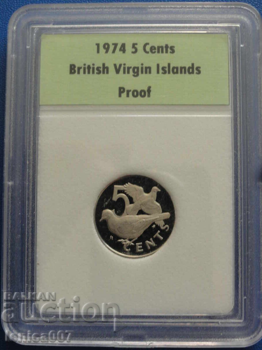 Британски Вирджински острови 1974г. - 5 цента Proof