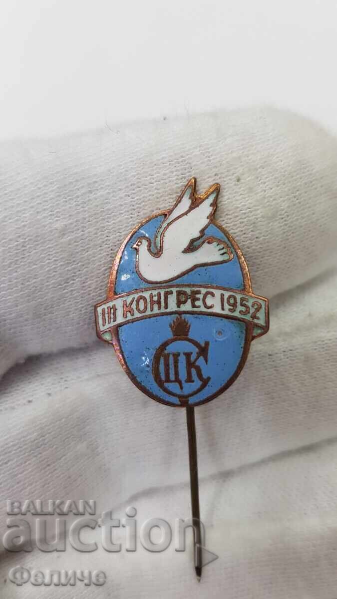 Auction  Communist sign, badge III Congress 1952