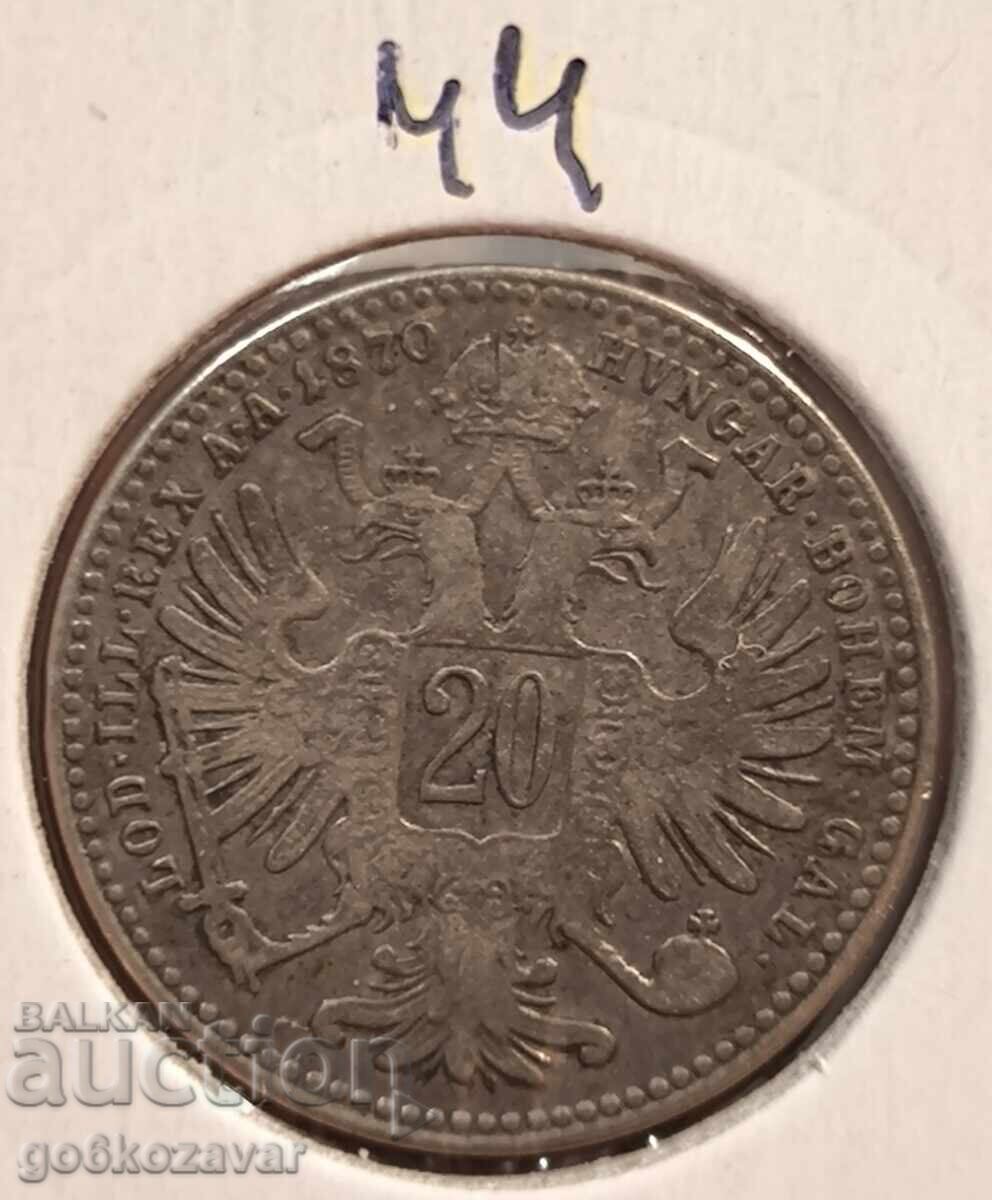 Αυστρία 20 κρόιτσερ 1870 Σρεμπρο