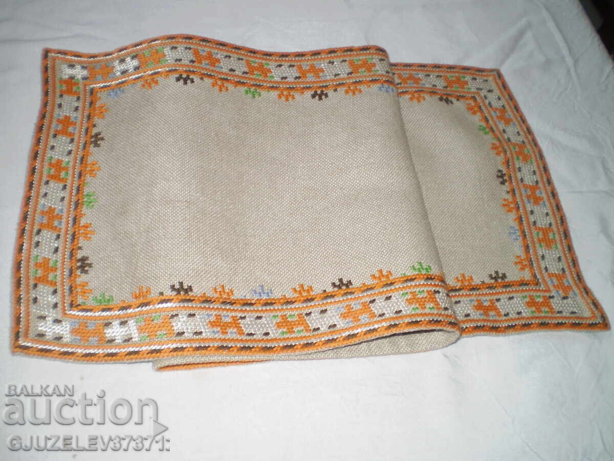 Αντίκα τραπεζομάντηλο Tischläufer, χειροποίητο κεντημένο λινό τραπεζομάντηλο - 6