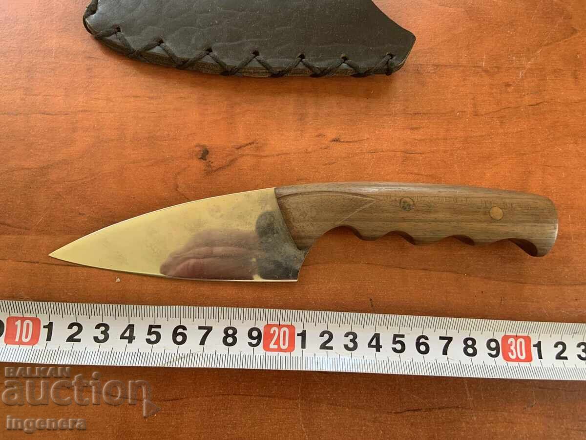 KNIFE BLADE LEATHER SHEATH WOODEN SCALES with price 29.00 BGN | € 14.83 KNIFE BLADE LEATHER SHEATH WOODEN SCALES with price 29.00 BGN | € 14.83