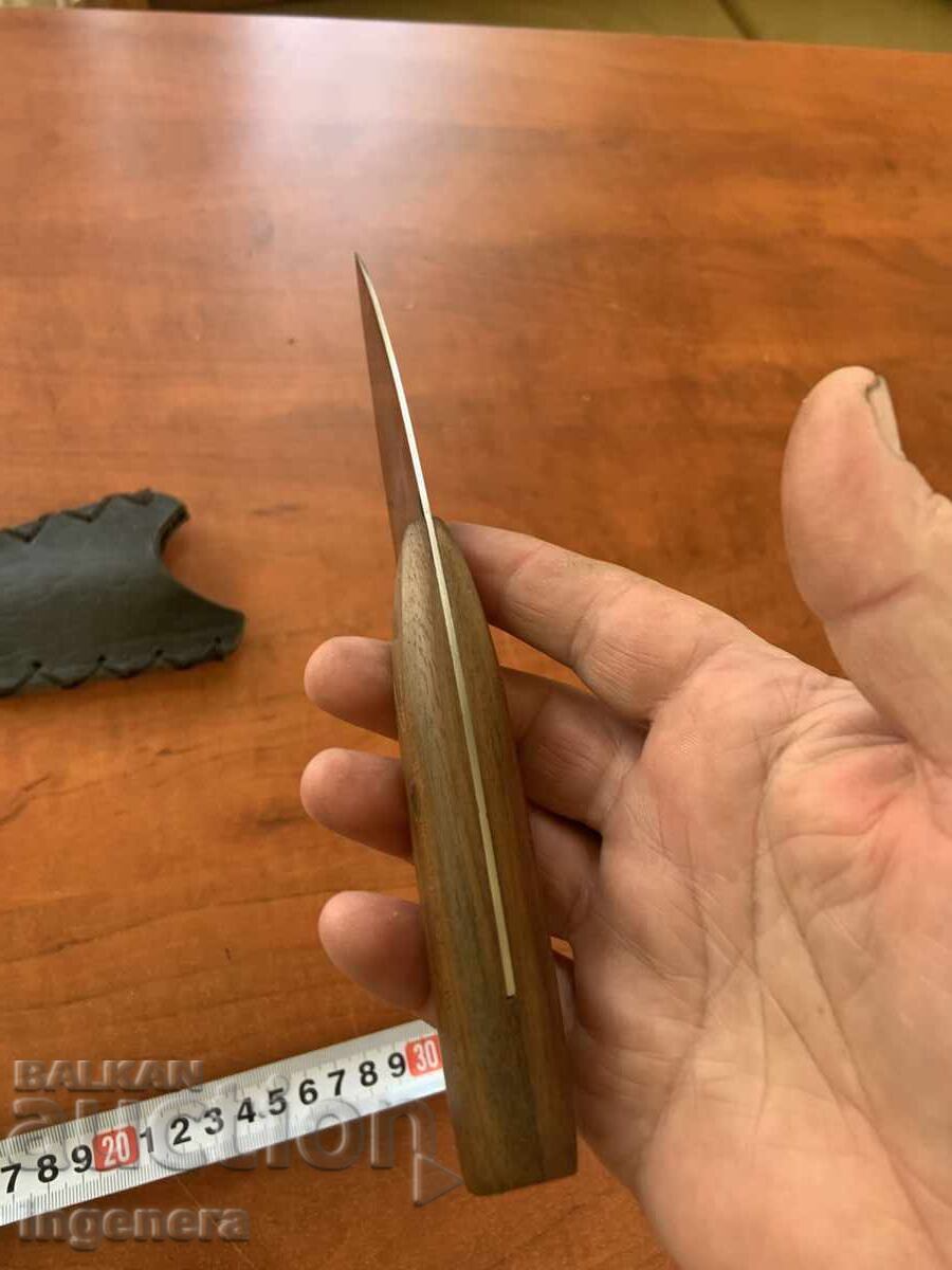 KNIFE BLADE LEATHER SHEATH WOODEN SCALES - 5 KNIFE BLADE LEATHER SHEATH WOODEN SCALES - 5