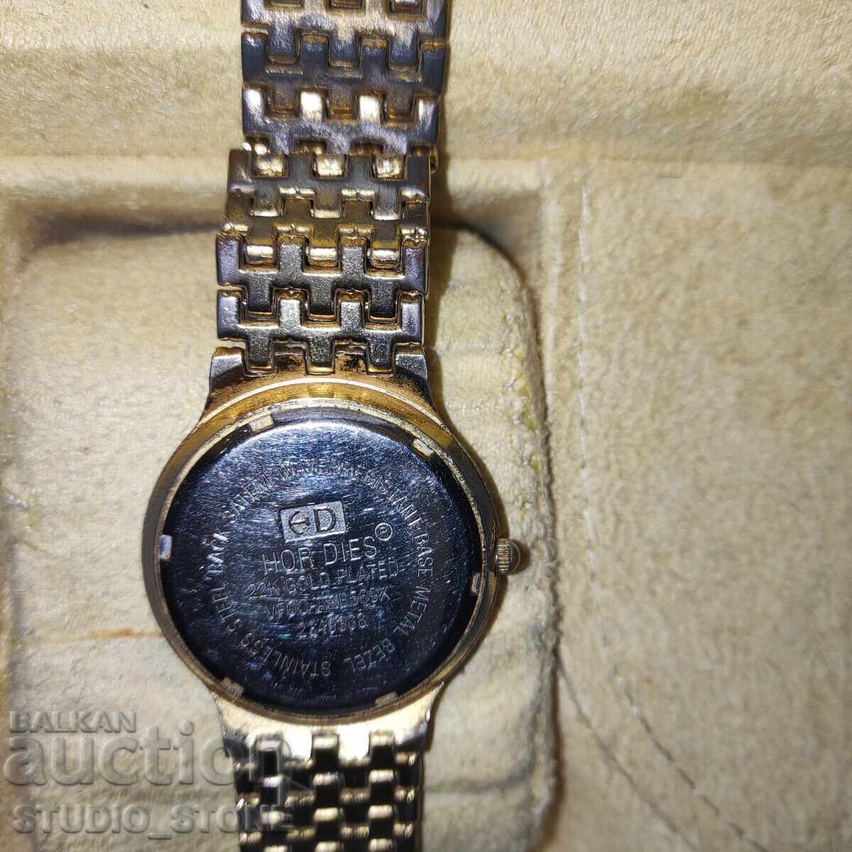 HOR DIES GOLD 22K PLATED 3atm. Swiss Quartz with price 33.00 BGN | € 16.87 HOR DIES GOLD 22K PLATED 3atm. Swiss Quartz with price 33.00 BGN | € 16.87