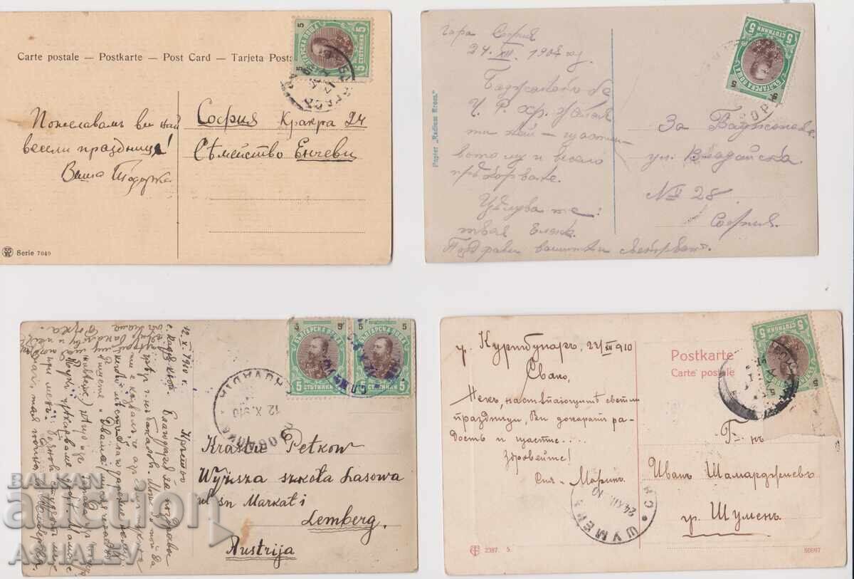 1908-10 4 Used Postcards