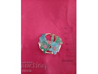 Antique enamel brooch, Gold plated