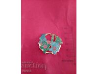 Antique enamel brooch, Gold plated