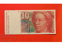 10 franci Elveția 1987 semnătura FS, PL₃