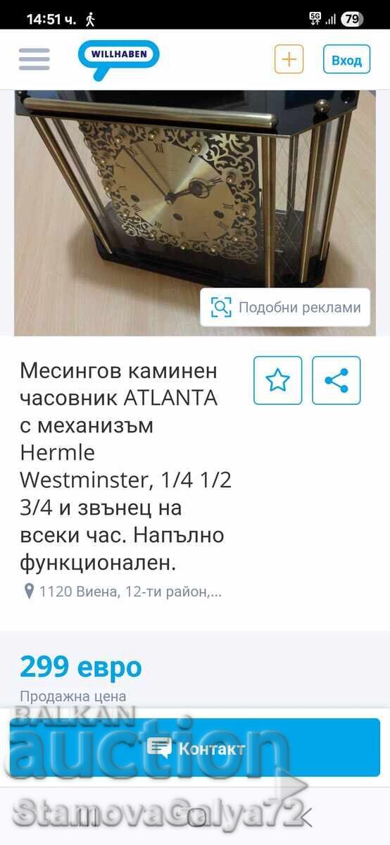 Σπάνιο αντίκα ρολόι τζακιού Westminster Atlanta - 7