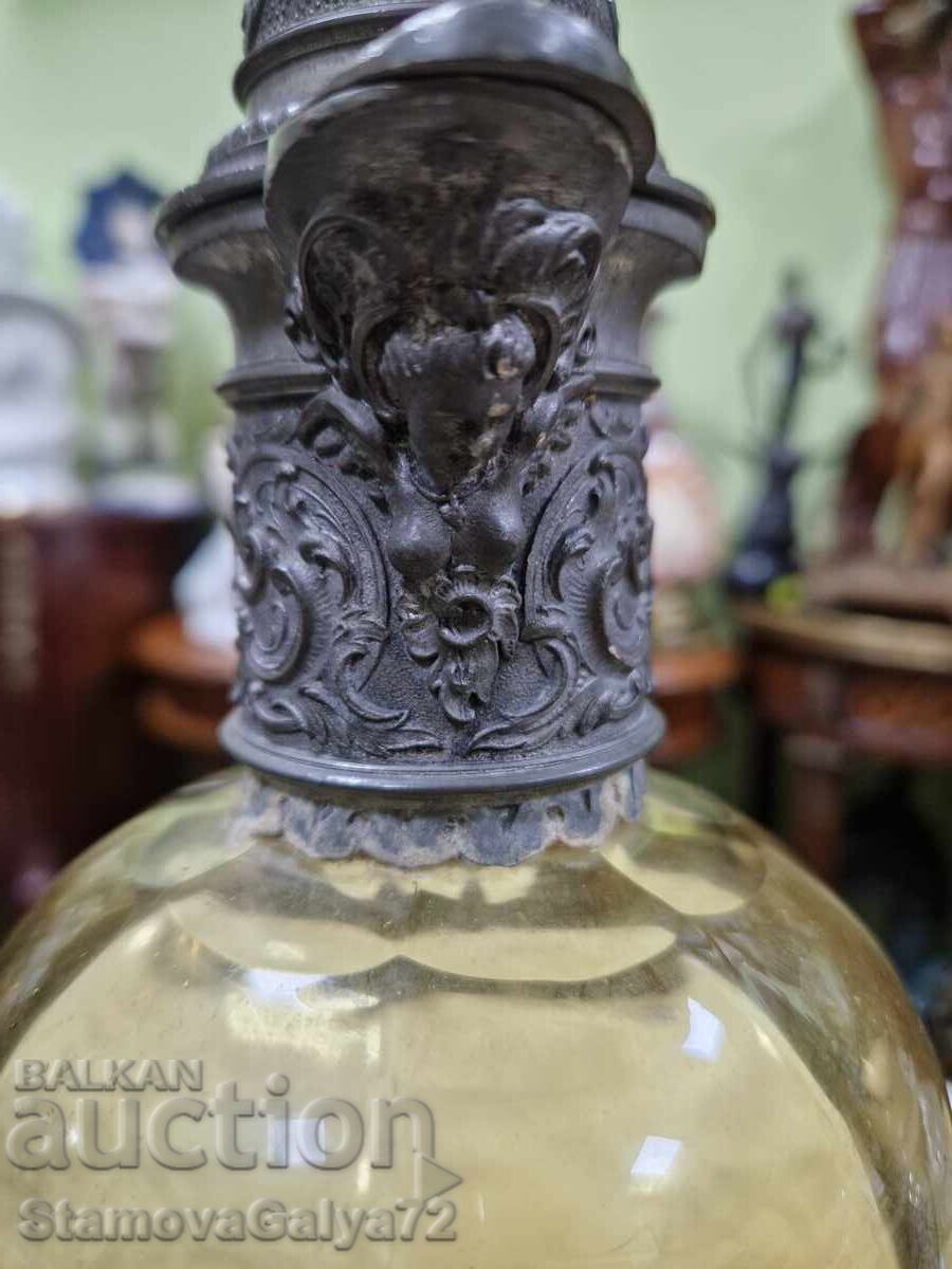 Veche carafă otomană decantor sticlă metal - 7 Veche carafă otomană decantor sticlă metal - 7