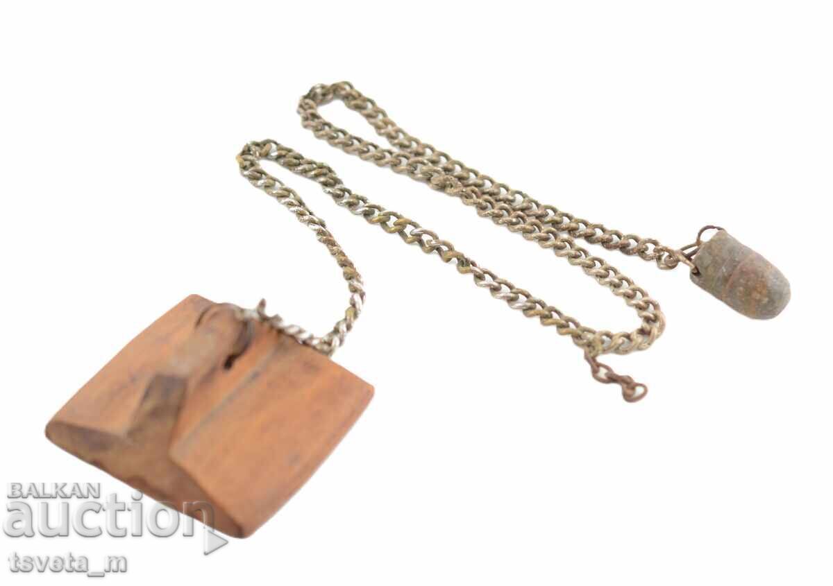 Antique prosphor / bread stamp for ritual bread, chain with lead weight with price € 16.00 | 31.29 BGN