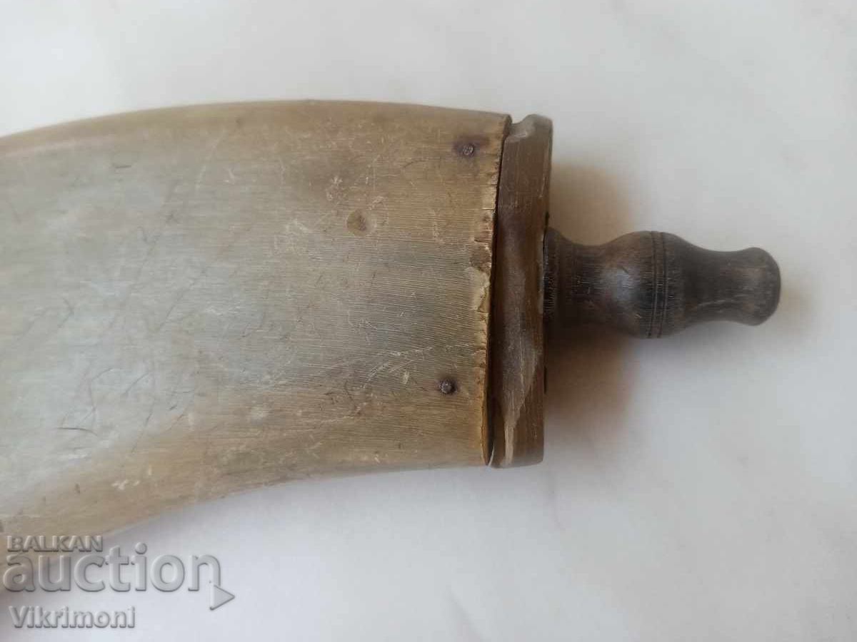 Veche barutniță de haiduc, corn, pușcă, pistol, cartușier - 5