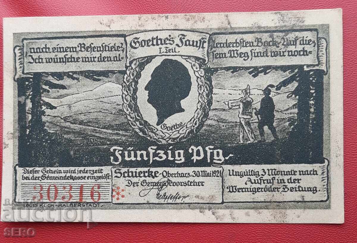 Banknote-Germany-Saxony-Shirke-50 pfennig 1921 with price 1.00 BGN | € 0.51