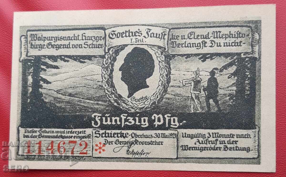 Bancnota-Germania-Saxonia-Shirke-50 pfennig 1921 cu preț 2.00 BGN | € 1.02