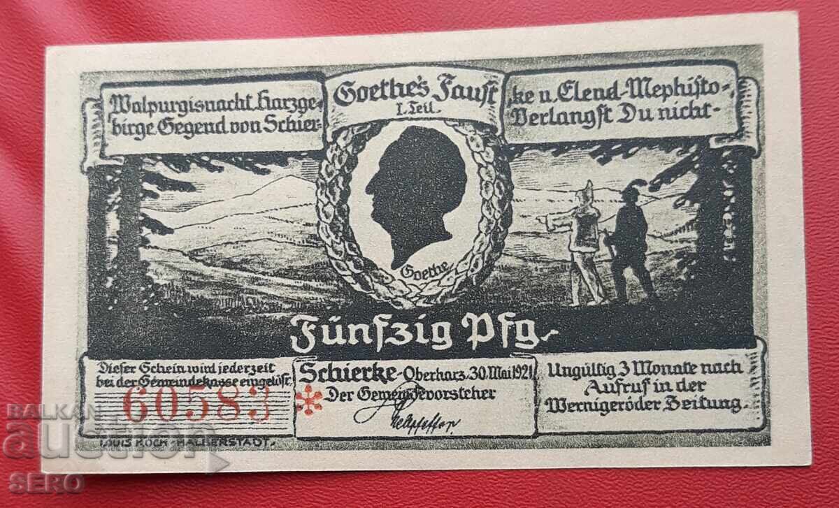 Banknote-Germany-Saxony-Shirke-50 pfennig 1921 with price 2.00 BGN | € 1.02