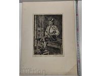 1967 TABLOU SEMNAT GRAVURĂ ALEKSANDAR RADOSLAVOV ARTIST