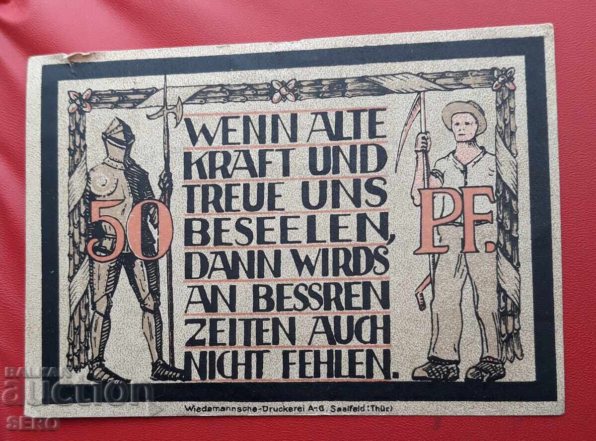 Banknote - Germany - Bavaria - Lauenstein - 50 Pfennig 1921 with price 2.00 BGN | € 1.02