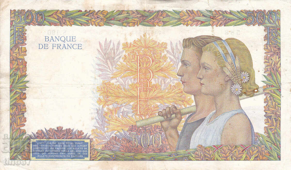 Licitație tino37- FRANTA - 500 FRANC - 1940 - F+
