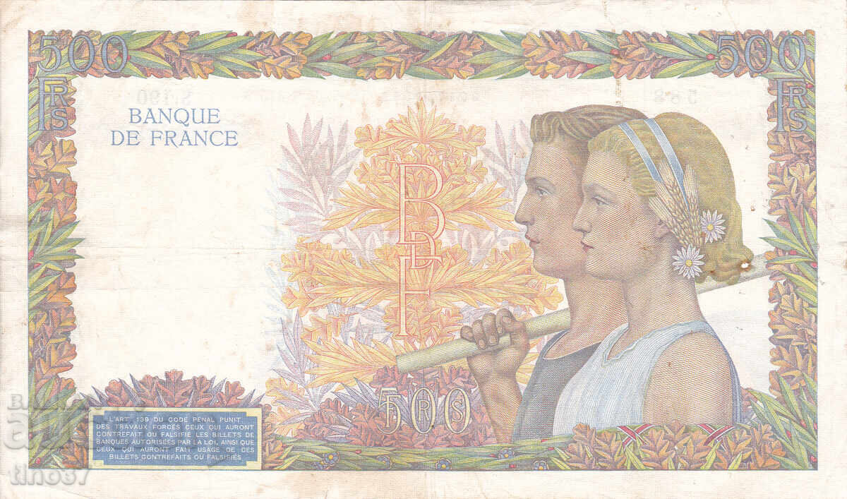 Δημοπρασία tino37- FRANCE - 500 FRANC - 1940 - F+