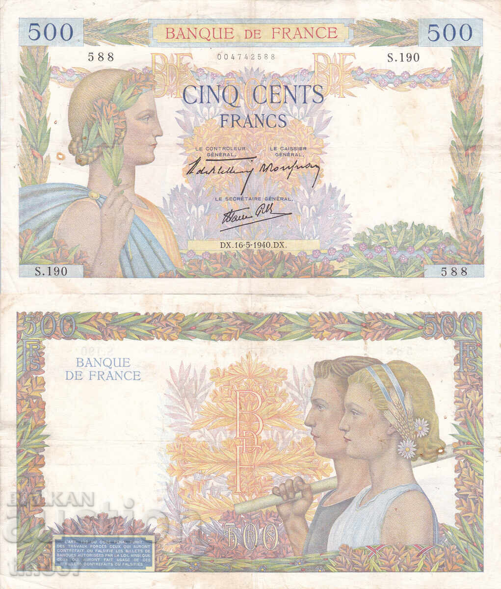 tino37- FRANCE - 500 FRANC - 1940 - F+
