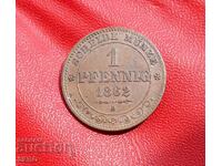Germany-Saxony-1 Pfennig 1862 VF-Very Fine