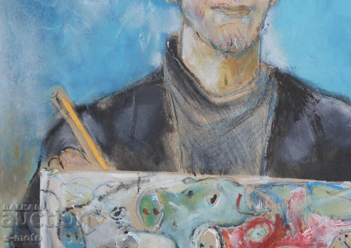 Old pastel painting, tempera portrait - 5 Old pastel painting, tempera portrait - 5