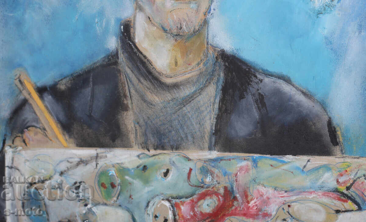 Old pastel painting, tempera portrait - 6 Old pastel painting, tempera portrait - 6