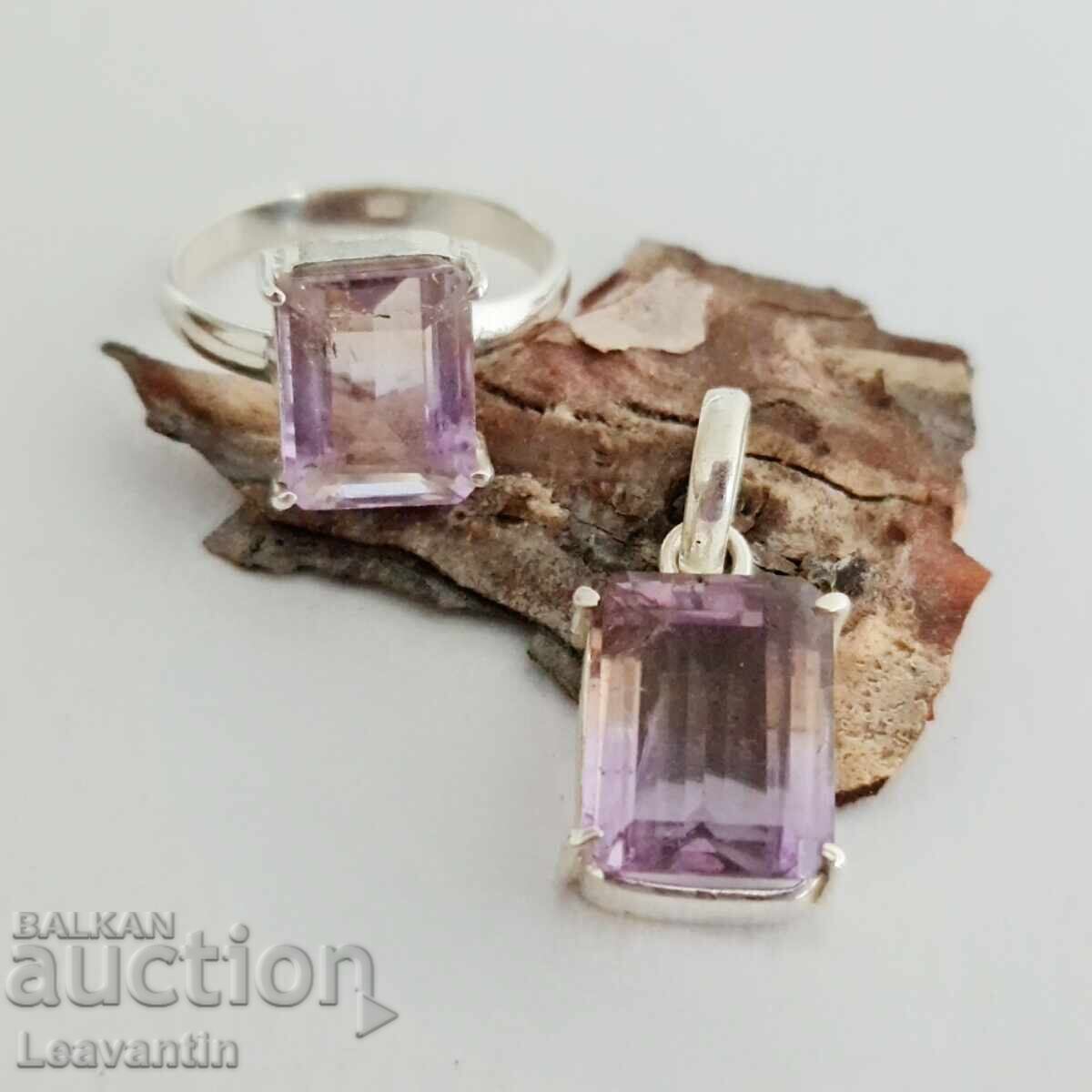 Silver ring and pendant set with Ametrine - 5 Silver ring and pendant set with Ametrine - 5