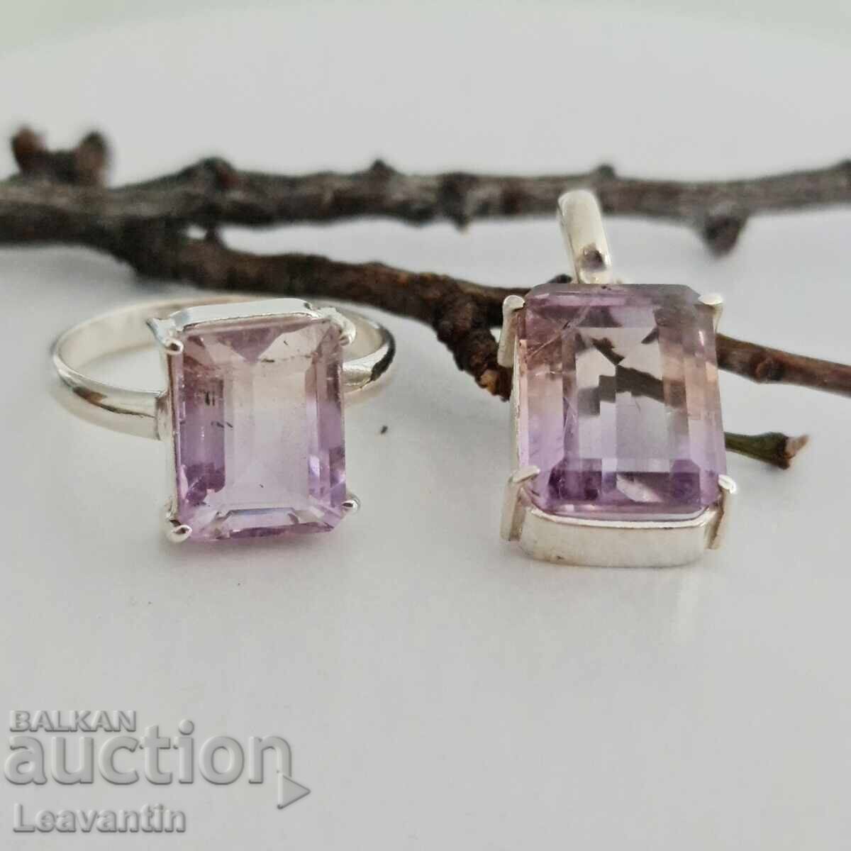 Silver ring and pendant set with Ametrine - 6 Silver ring and pendant set with Ametrine - 6