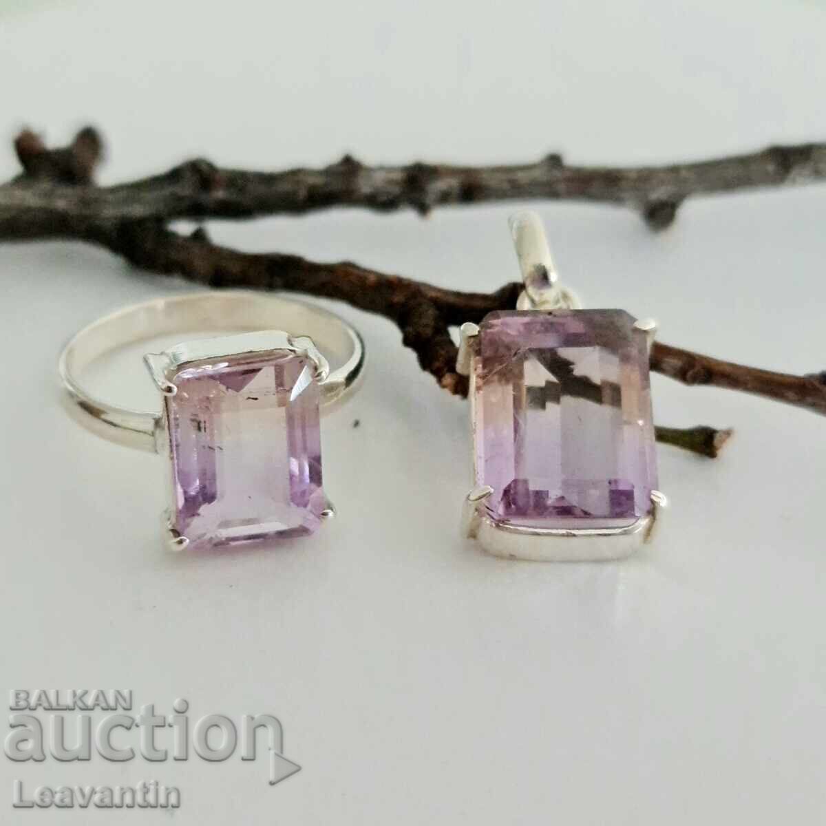Silver ring and pendant set with Ametrine - 7 Silver ring and pendant set with Ametrine - 7