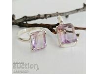 Silver ring and pendant set with Ametrine
