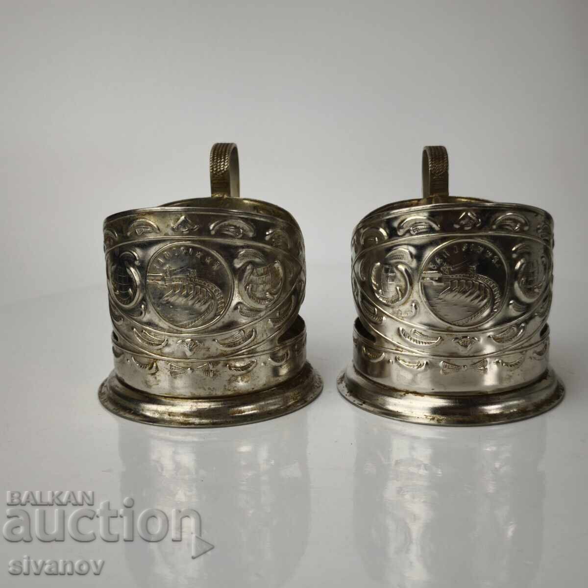 Σετ από 2 ποτήρια με σουβέρ, σερβίτσιο ΕΣΣΔ #6067 Σετ από 2 ποτήρια με σουβέρ, σερβίτσιο ΕΣΣΔ #6067